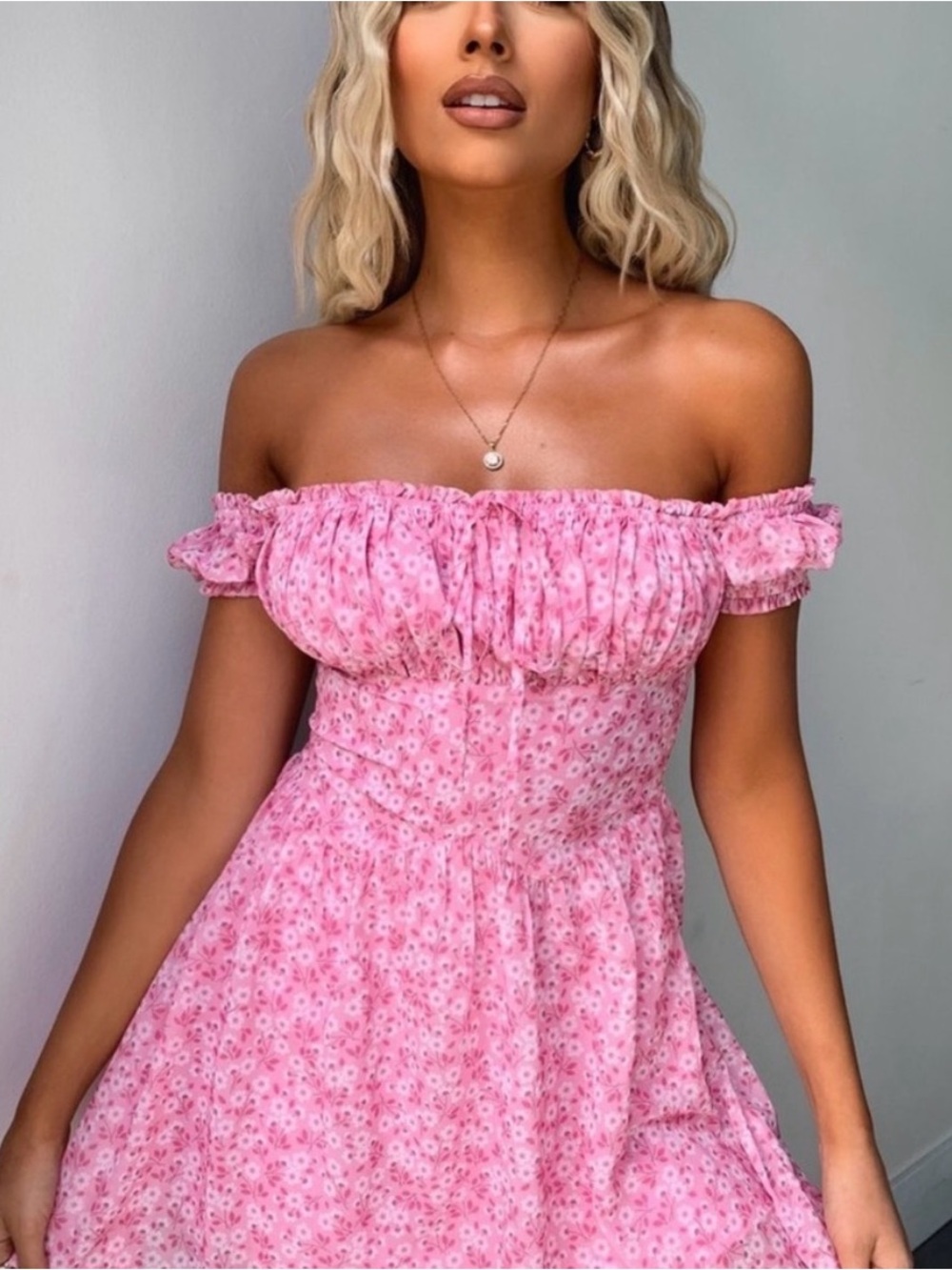 Tiger Mist Remi Off The Shoulder Pinup Floral Mini Dress